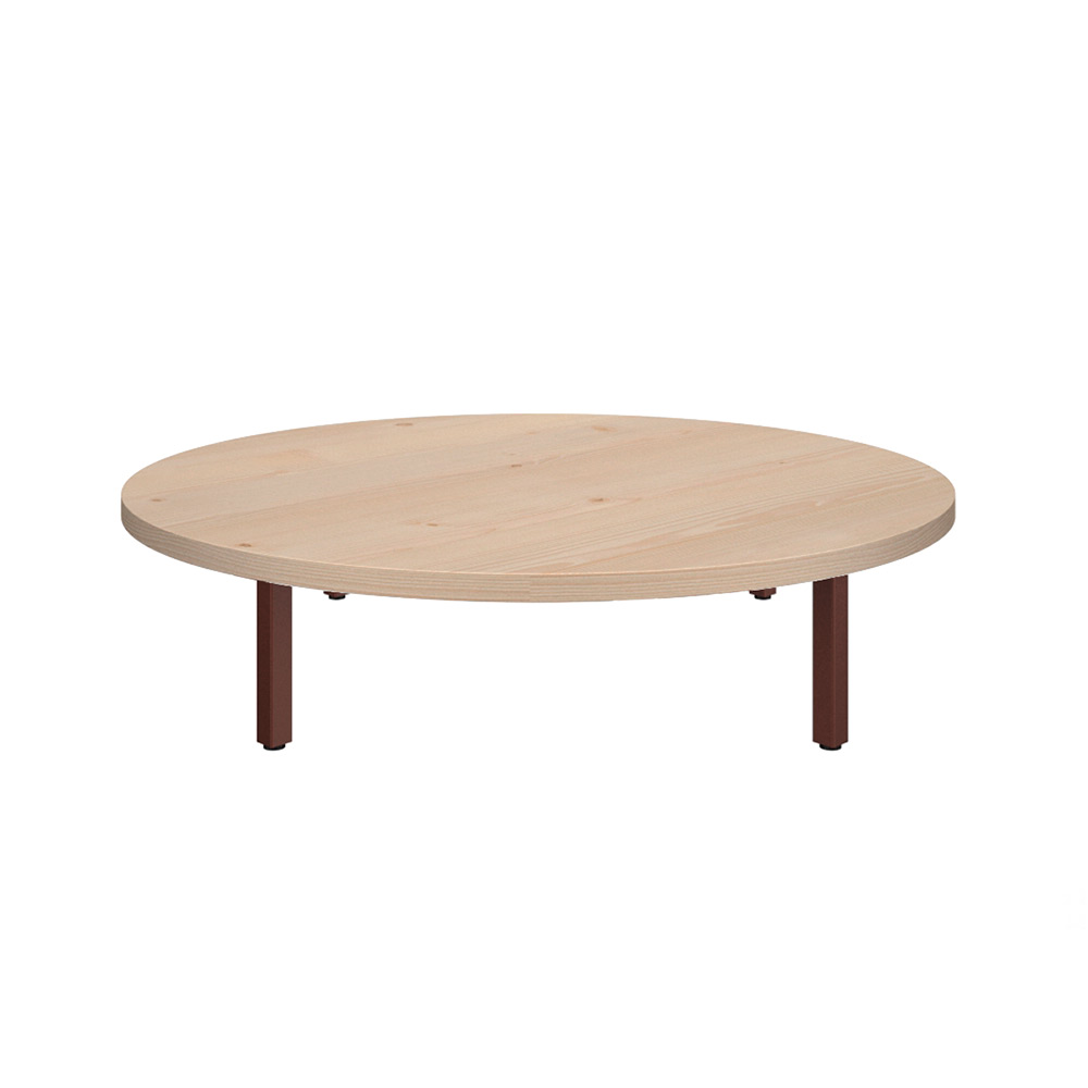 900 mm round coffee table, made of 25 mm thick bilaminate agglomerate board.